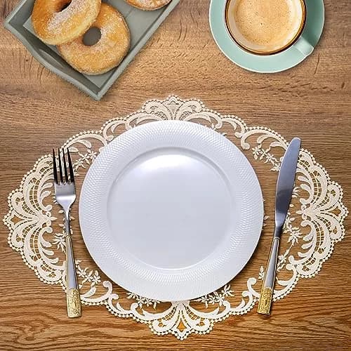Mezchi Retro French Style Lace Placemats 30cm (12'') x 40cm (16'') Oval, Set of 6 | Elegant Victorian Decor for Dining Tables thumbnail 6