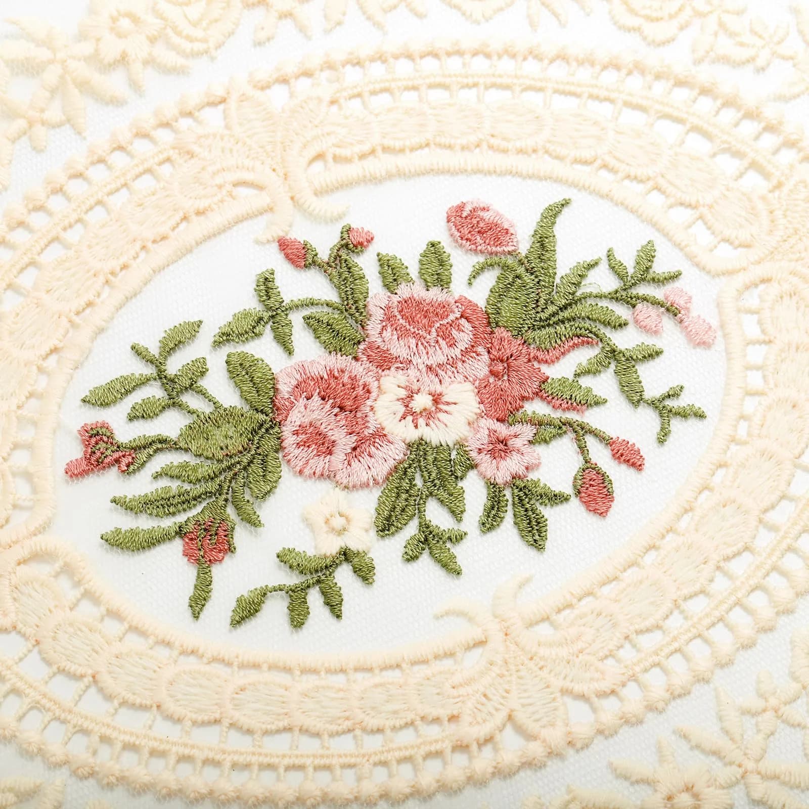 Mezchi Retro French Style Lace Placemats 30cm (12'') x 40cm (16'') Oval, Set of 6 | Elegant Victorian Decor for Dining Tables - view 3