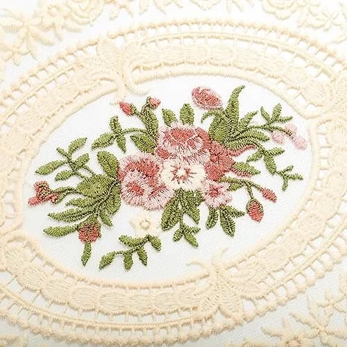 Mezchi Retro French Style Lace Placemats 30cm (12'') x 40cm (16'') Oval, Set of 6 | Elegant Victorian Decor for Dining Tables thumbnail 3