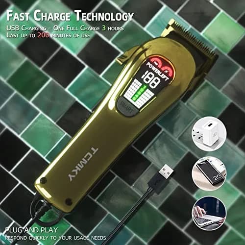 TCMKY Hair Clipper for Men Rechargeable & Corded | Powerful Steel Blade, LED Display, Low Noise (70-120 chars) thumbnail 6