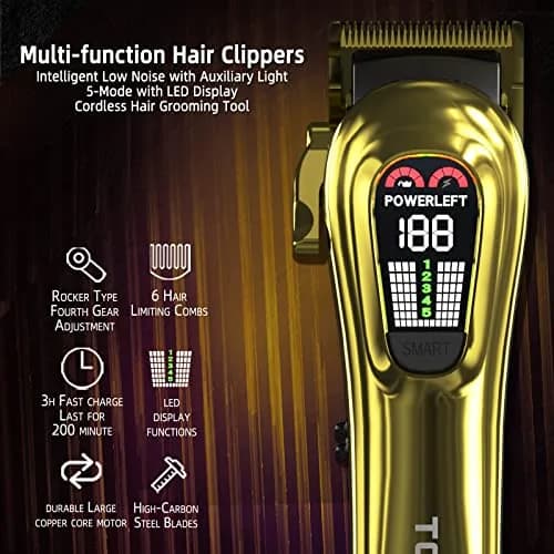 TCMKY Hair Clipper for Men Rechargeable & Corded | Powerful Steel Blade, LED Display, Low Noise (70-120 chars) thumbnail 3