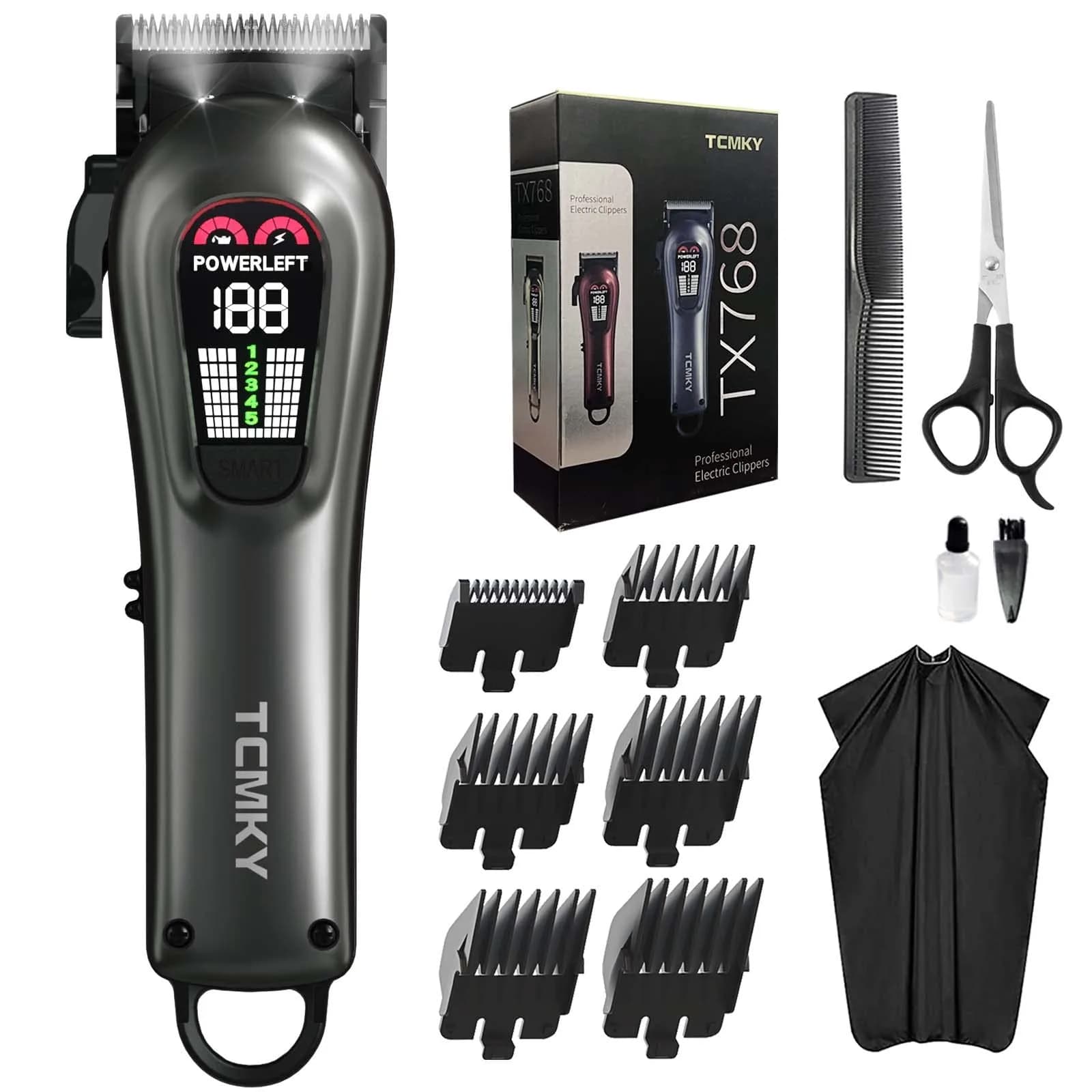 TCMKY Hair Clippers for Men Rechargeable Cordless & Corded | Powerful Alloy Steel Blade, LED Display, Light & Quiet Operation