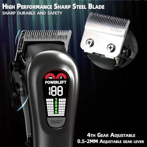 TCMKY Hair Clippers for Men Rechargeable Cordless & Corded | Powerful Alloy Steel Blade, LED Display, Light & Quiet Operation thumbnail 4