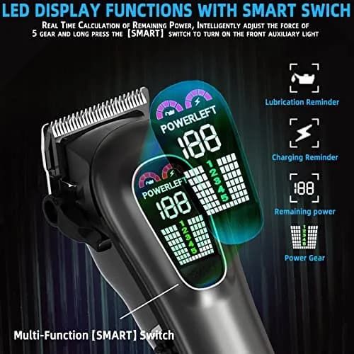 TCMKY Hair Clippers for Men Rechargeable Cordless & Corded | Powerful Alloy Steel Blade, LED Display, Light & Quiet Operation thumbnail 5