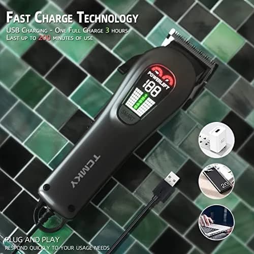 TCMKY Hair Clippers for Men Rechargeable Cordless & Corded | Powerful Alloy Steel Blade, LED Display, Light & Quiet Operation thumbnail 6