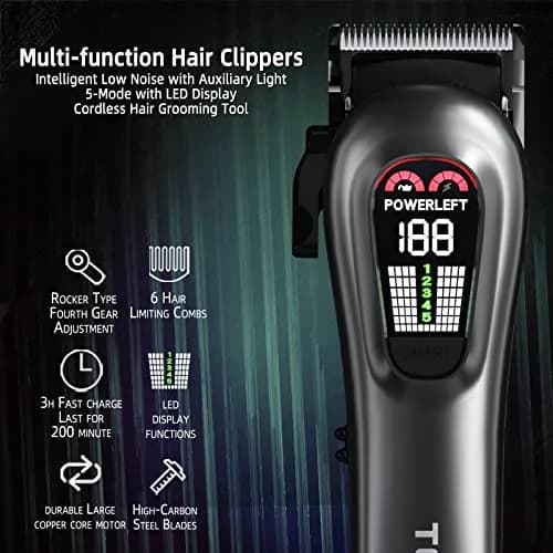 TCMKY Hair Clippers for Men Rechargeable Cordless & Corded | Powerful Alloy Steel Blade, LED Display, Light & Quiet Operation thumbnail 2