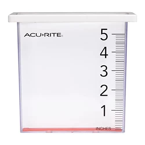 AcuRite Waterfall Rain Gauge with 5-inch Capacity | Clear Acrylic with Floating Red Marker thumbnail 1