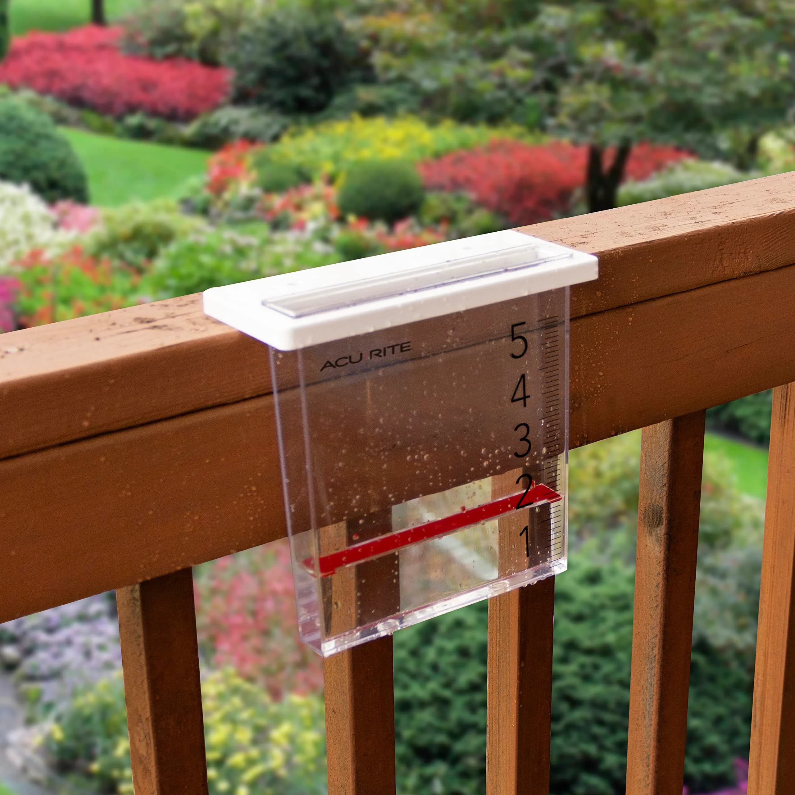AcuRite Waterfall Rain Gauge with 5-inch Capacity | Clear Acrylic with Floating Red Marker - view 2