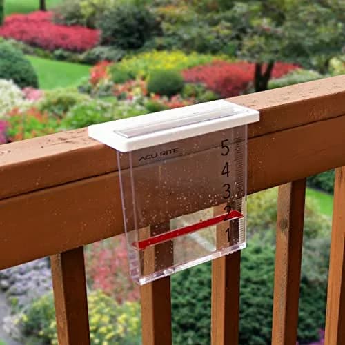 AcuRite Waterfall Rain Gauge with 5-inch Capacity | Clear Acrylic with Floating Red Marker thumbnail 2