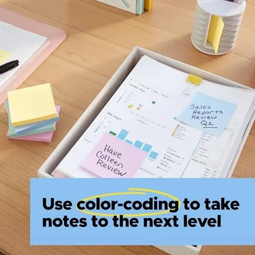 Post-it 100% Recycled Super Sticky Notes, 3 x 3 in, Wanderlust Pastels, 5 Pads | Eco-Friendly Notes with 2X Sticking Power thumbnail 8