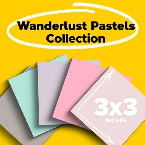Post-it 100% Recycled Super Sticky Notes, 3 x 3 in, Wanderlust Pastels, 5 Pads | Eco-Friendly Notes with 2X Sticking Power thumbnail 2