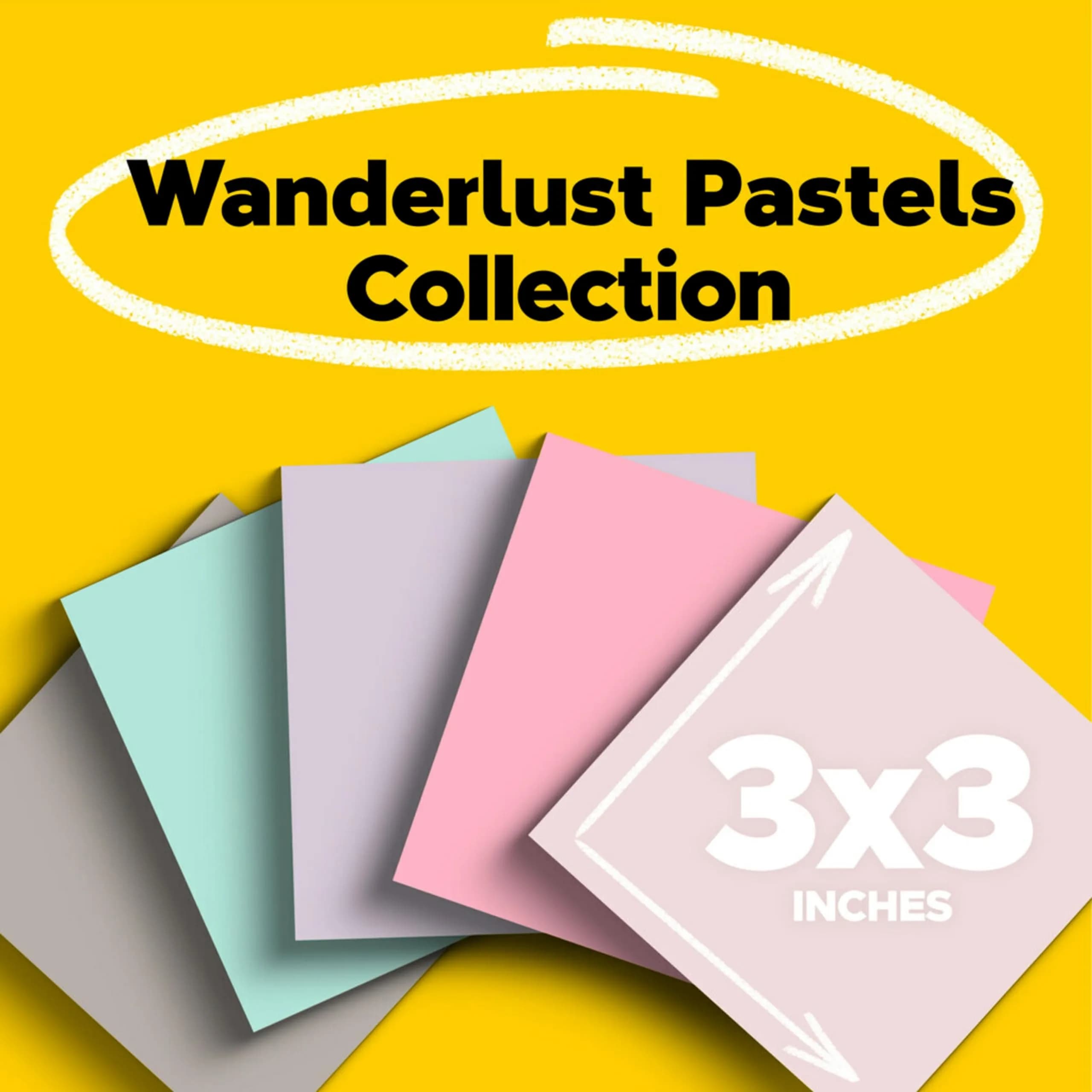 Post-it 100% Recycled Super Sticky Notes, 3 x 3 in, Wanderlust Pastels, 5 Pads | Eco-Friendly Notes with 2X Sticking Power - view 2