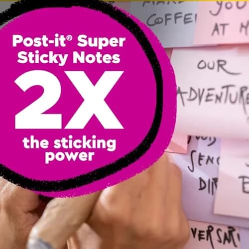 Post-it 100% Recycled Super Sticky Notes, 3 x 3 in, Wanderlust Pastels, 5 Pads | Eco-Friendly Notes with 2X Sticking Power thumbnail 3