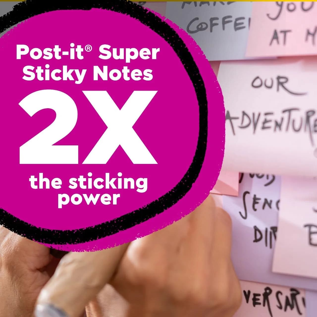 Post-it 100% Recycled Super Sticky Notes, 3 x 3 in, Wanderlust Pastels, 5 Pads | Eco-Friendly Notes with 2X Sticking Power - view 3