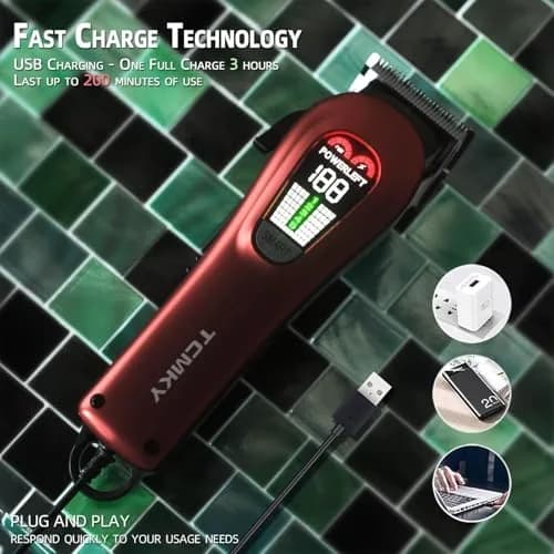 TCMKY Hair Clippers for Men Rechargeable Cordless & Corded | Powerful Steel Blade, LED Display, 200 Min Run thumbnail 6