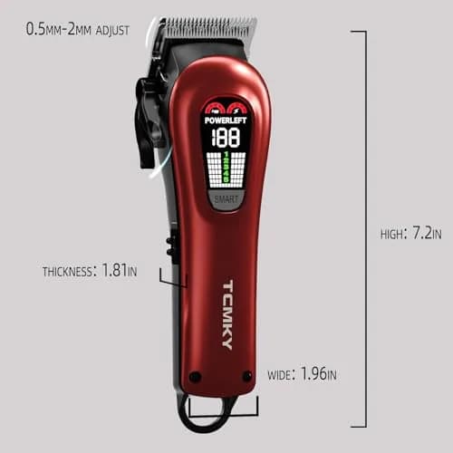TCMKY Hair Clippers for Men Rechargeable Cordless & Corded | Powerful Steel Blade, LED Display, 200 Min Run thumbnail 7