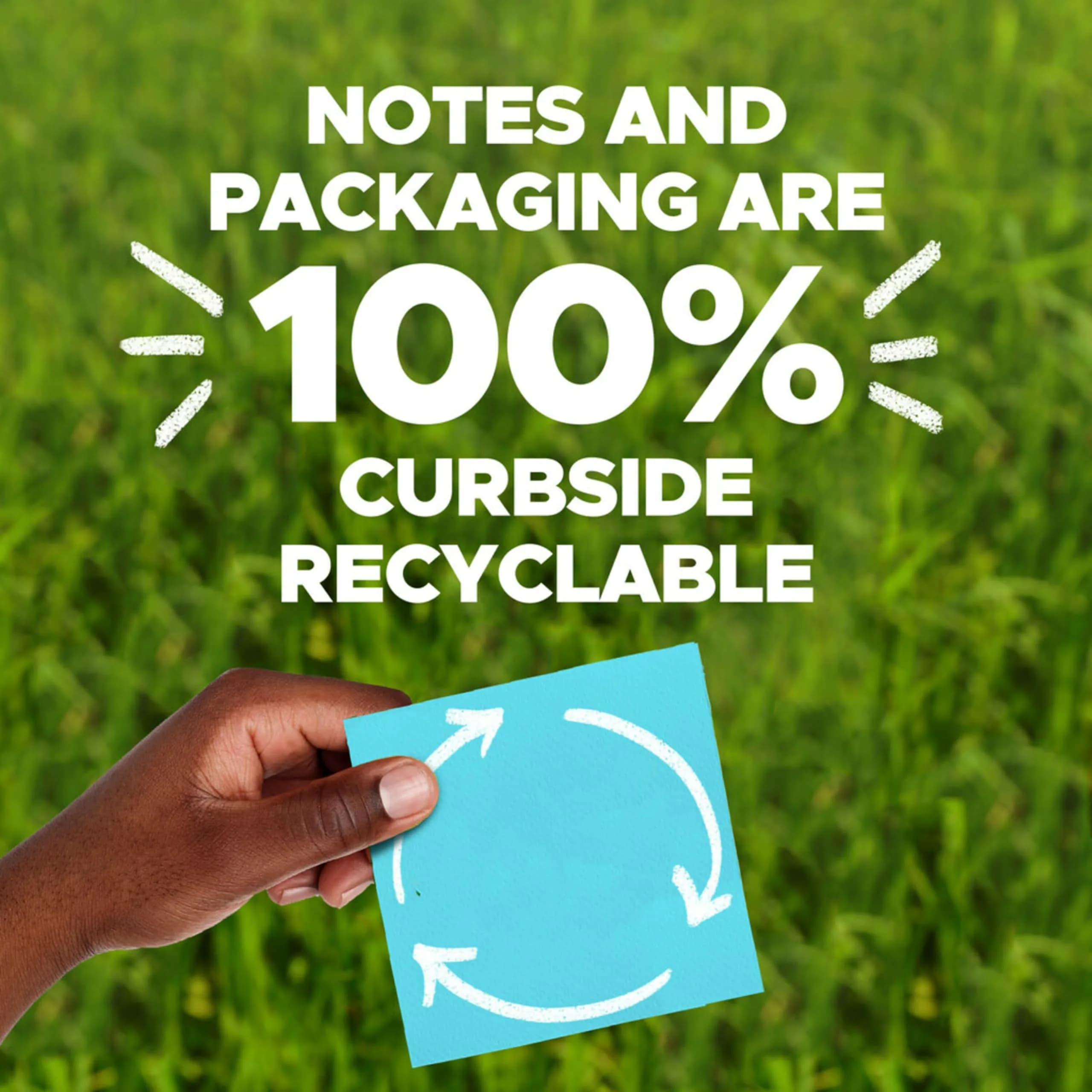 Post-it 100% Recycled Super Sticky Notes 3 x 3 in Oasis Collection (12 Pads, 70 Sheets/Pad) | Acid-Free Paper - view 6