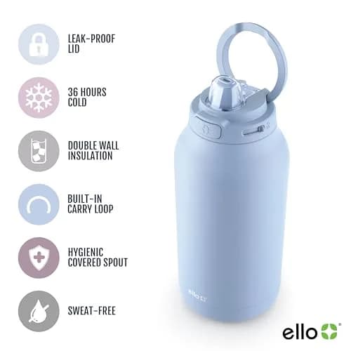 Ello Hydra 64oz Half Gallon Vacuum Insulated Stainless Steel Jug, Blue | Leakproof, Cold 40+ Hours, Easy Clean thumbnail 3
