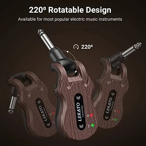 LEKATO 5.8GHz Wireless Guitar System Transmitter and Receiver | 24-Bit Audio, 220° Rotatable Plug, 5-Hour Battery thumbnail 4