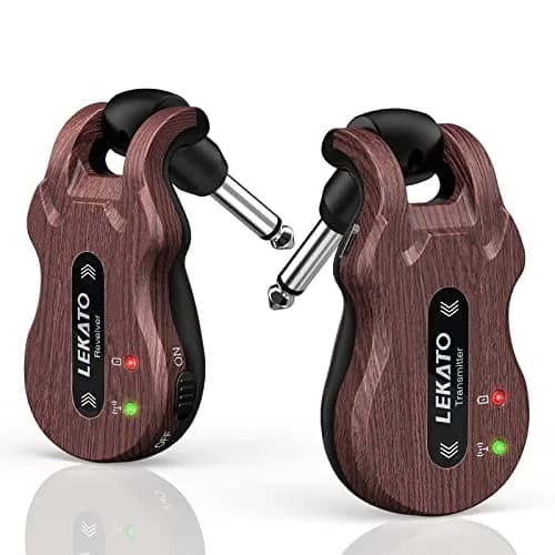 LEKATO 5.8GHz Wireless Guitar System Transmitter and Receiver | 24-Bit Audio, 220° Rotatable Plug, 5-Hour Battery thumbnail 1