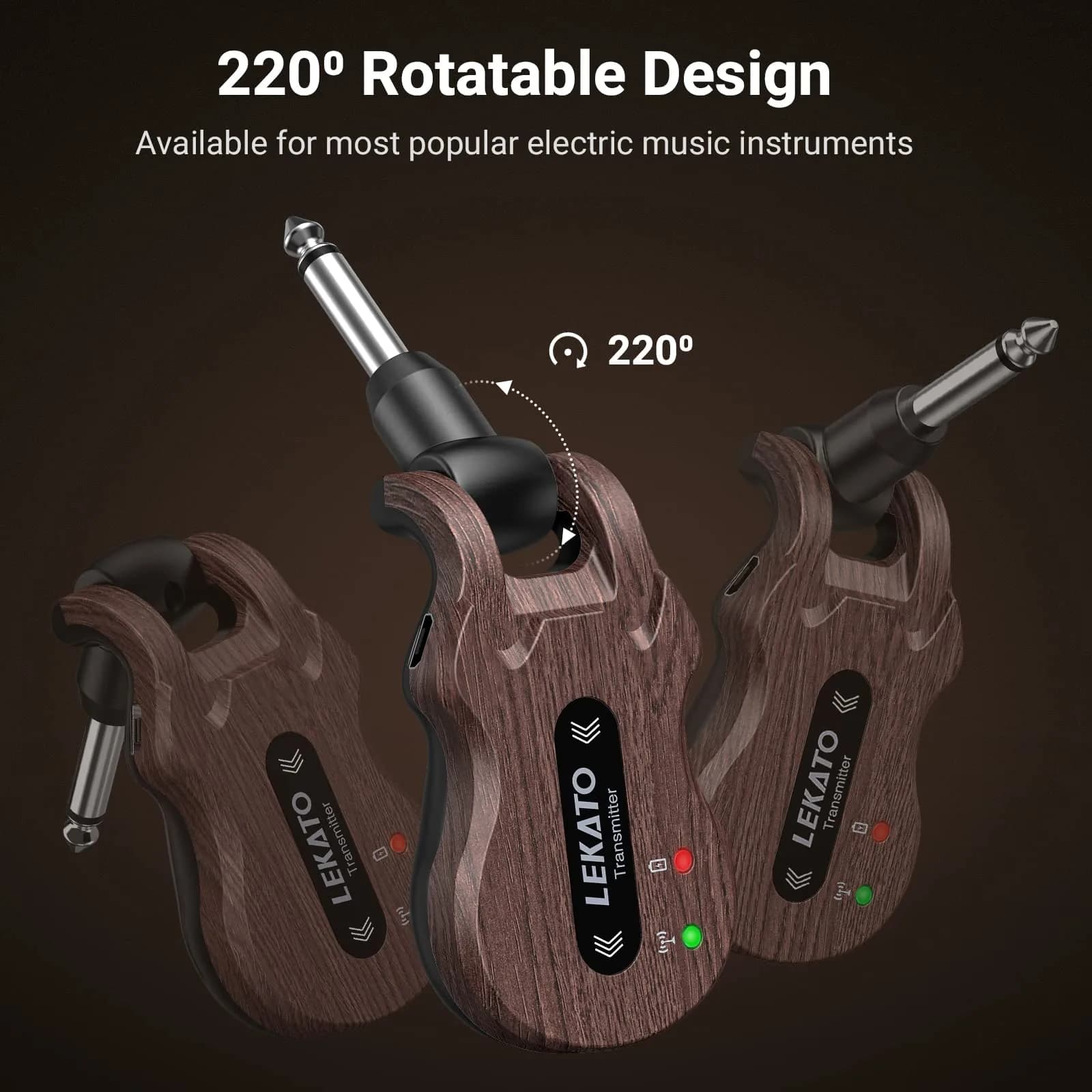 LEKATO 5.8GHz Wireless Guitar System Transmitter and Receiver | 24-Bit Audio, 220° Rotatable Plug, 5-Hour Battery - view 4