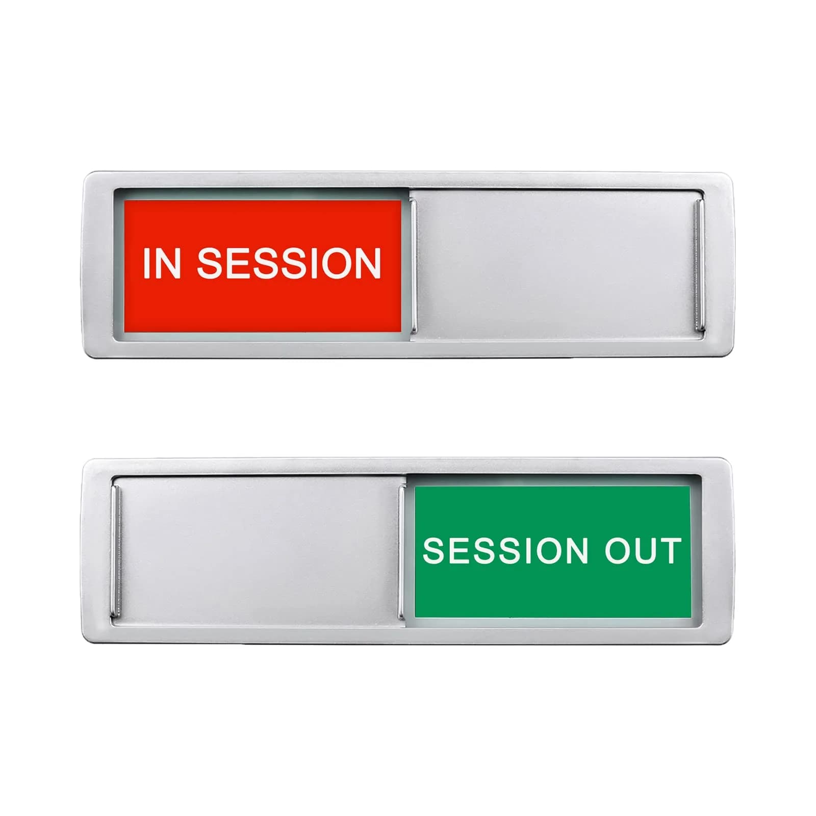 LoYinLo In Session Session Out Silver Sliding Privacy Sign 18cm x 5cm for Offices and Homes - main product image