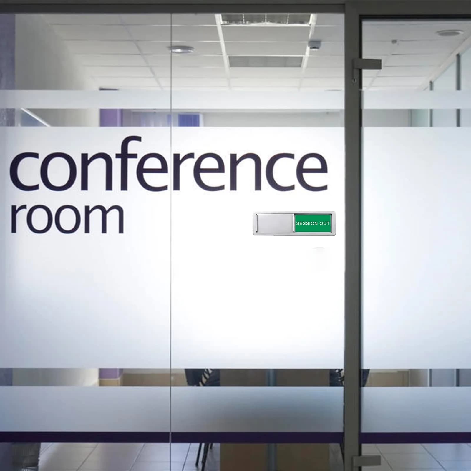 LoYinLo In Session Session Out Silver Sliding Privacy Sign 18cm x 5cm for Offices and Homes - view 3