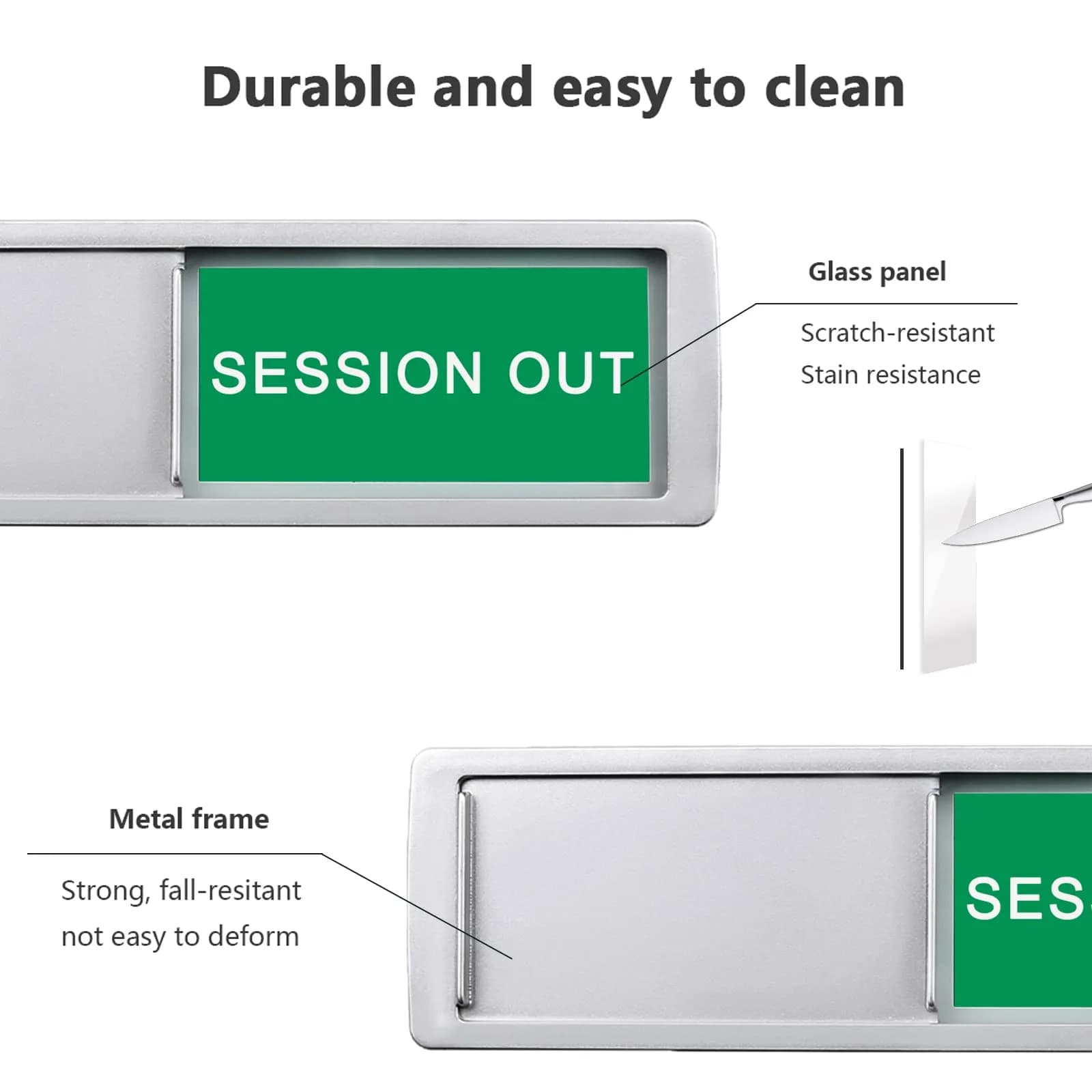 LoYinLo In Session Session Out Silver Sliding Privacy Sign 18cm x 5cm for Offices and Homes - view 4