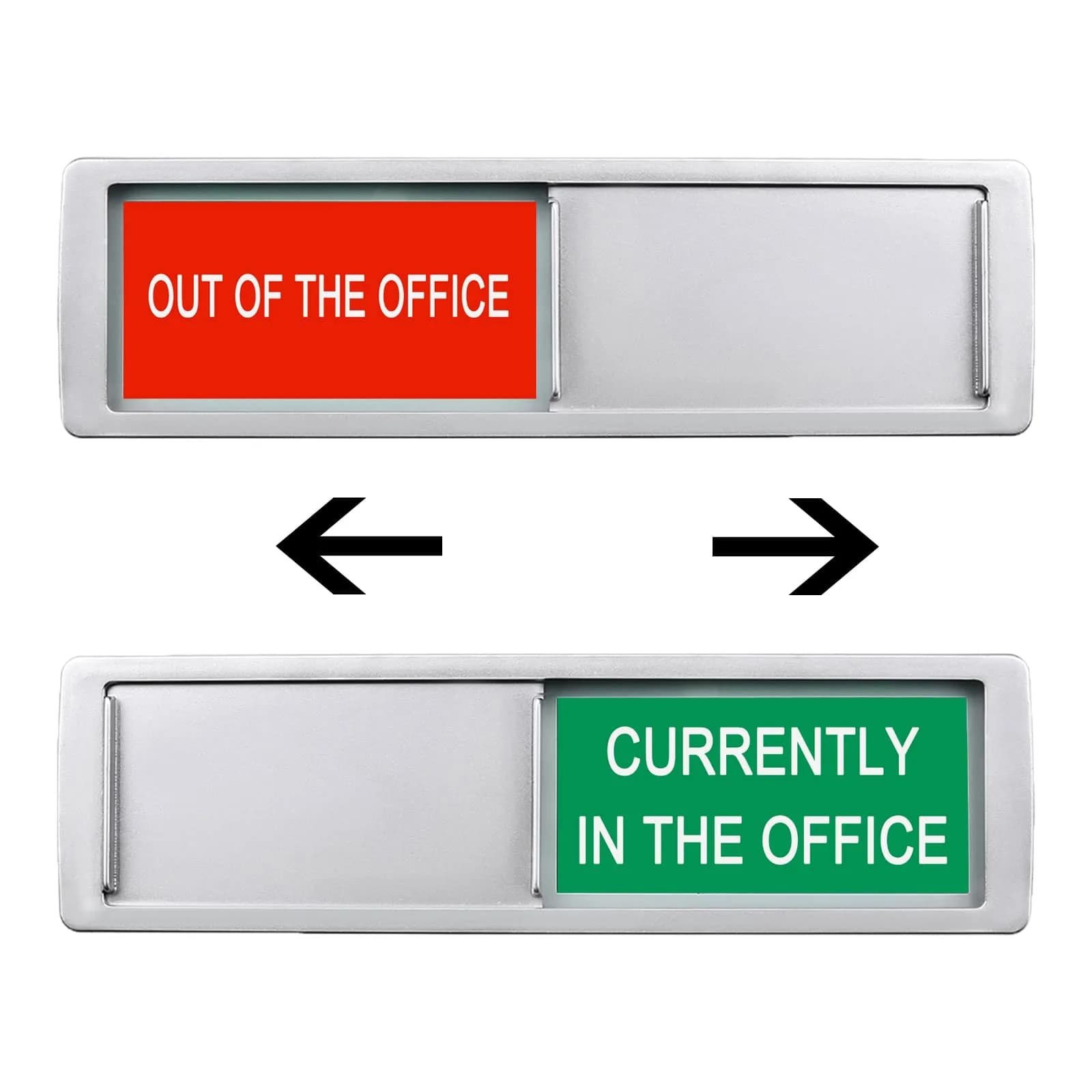LoYinLo Out of Office Slider Sign - Silver, 18cm x 5cm | Clear Privacy Indicator for Offices and Homes - main product image