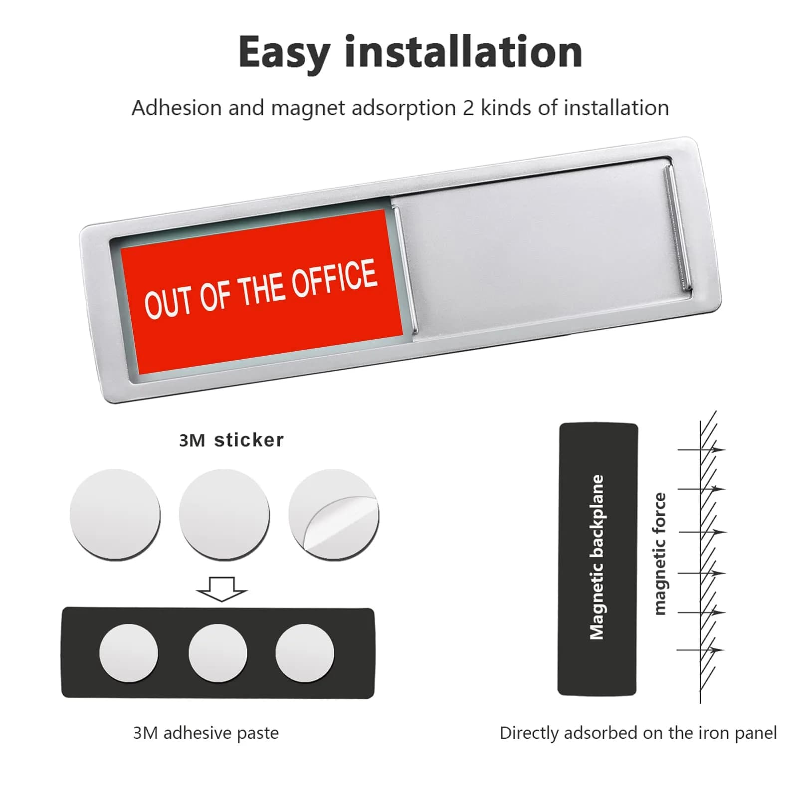 LoYinLo Out of Office Slider Sign - Silver, 18cm x 5cm | Clear Privacy Indicator for Offices and Homes - view 4