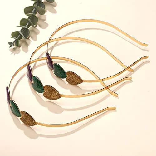 boderier Mardi Gras Glitter Heart Headband 3-Pack | Festive Purple, Green, Gold Accents thumbnail 4