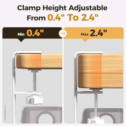 Cinati Under Desk Cable Management Tray, 13.4" Metal Cord Organizer, White | No Drill Clamp Mount thumbnail 2