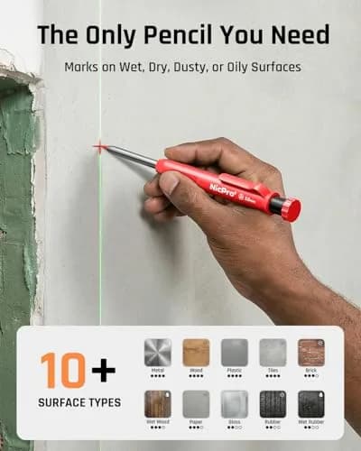 Nicpro 5 Pack Carpenter Pencils with Sharpener | 2.8mm Refills, Durable Metal & ABS Construction, Portable for Outdoor & Indoor Use thumbnail 2