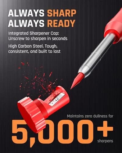 Nicpro 5 Pack Carpenter Pencils with Sharpener | 2.8mm Refills, Durable Metal & ABS Construction, Portable for Outdoor & Indoor Use thumbnail 3