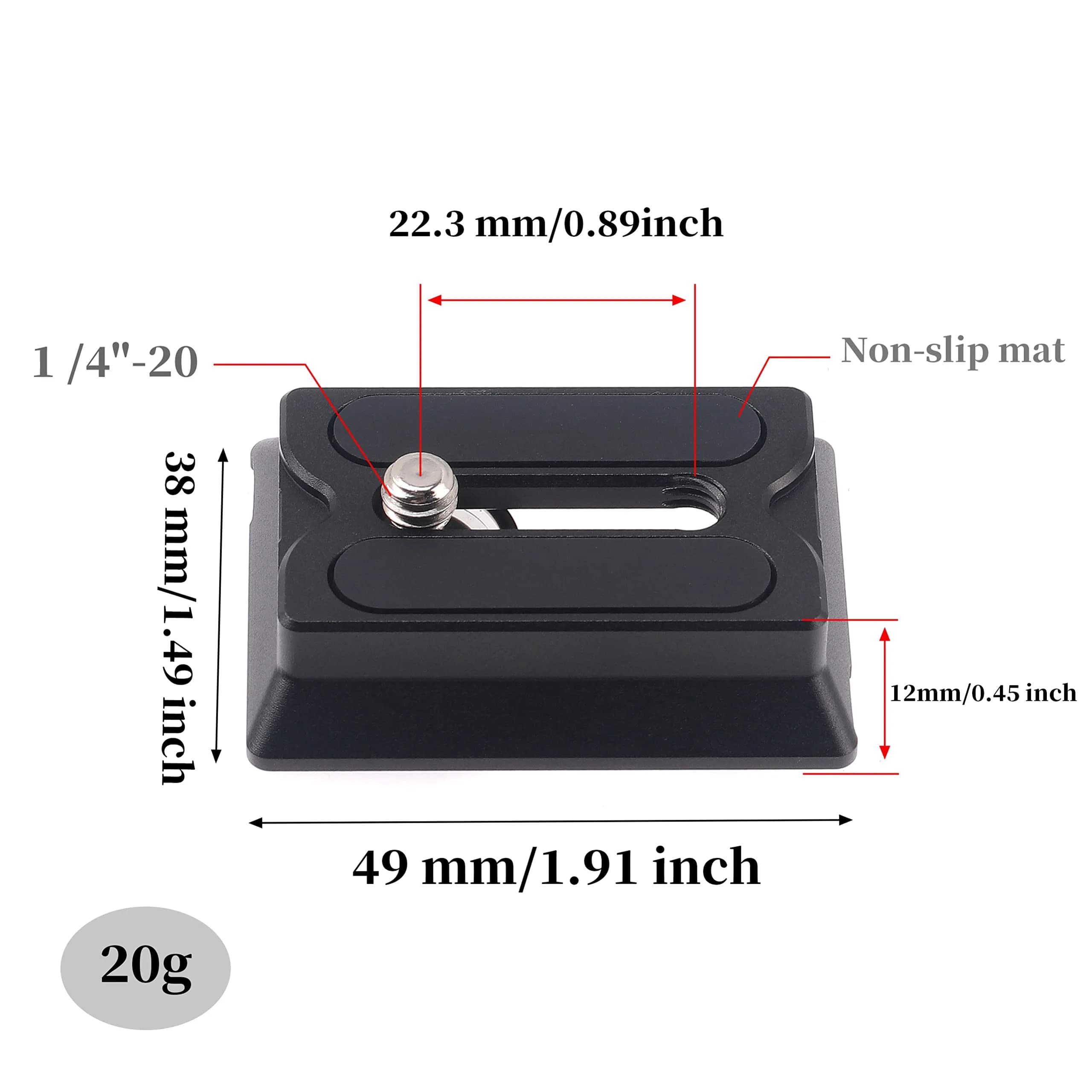 FocusFoto Upper Quick Release Baseplate QR Plate for DJI Ronin RS2/RSC2/RS3/RS4 Pro Gimbal Stabilizer, Arca-Swiss Standard (49x38x12mm) - view 3