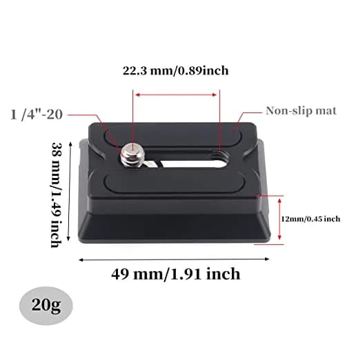 FocusFoto Upper Quick Release Baseplate QR Plate for DJI Ronin RS2/RSC2/RS3/RS4 Pro Gimbal Stabilizer, Arca-Swiss Standard (49x38x12mm) thumbnail 3