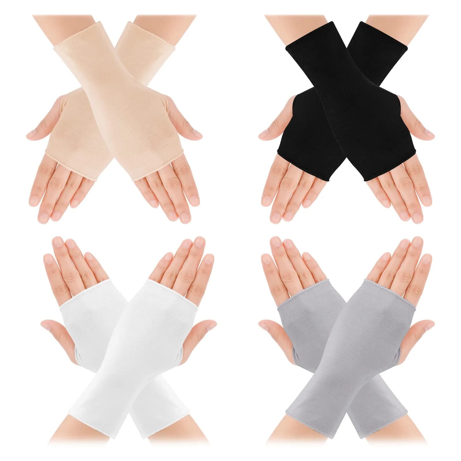 Yolev Women's UV Sun Protection Fingerless Gloves 17.5cm | Breathable Modal Cotton for Summer Outdoor Activities - main product image