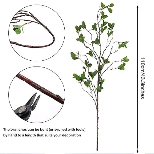 SzJias Green Artificial Plant Stems for Vase - 109.98 cm (43.3 inches) Tall - Set of 3 | Realistic Faux Silk Greenery Branches thumbnail 4