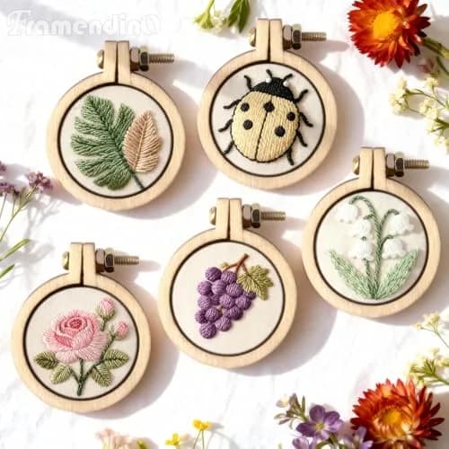 Framendino Mini Embroidery Hoops 40 Pack | Tiny Round Wood Cross Stitch Rings for Crafts & Jewelry thumbnail 5