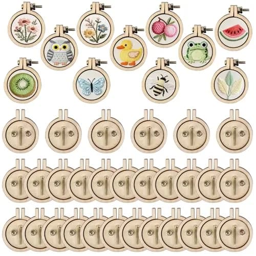 Framendino Mini Embroidery Hoops 40 Pack | Tiny Round Wood Cross Stitch Rings for Crafts & Jewelry thumbnail 1