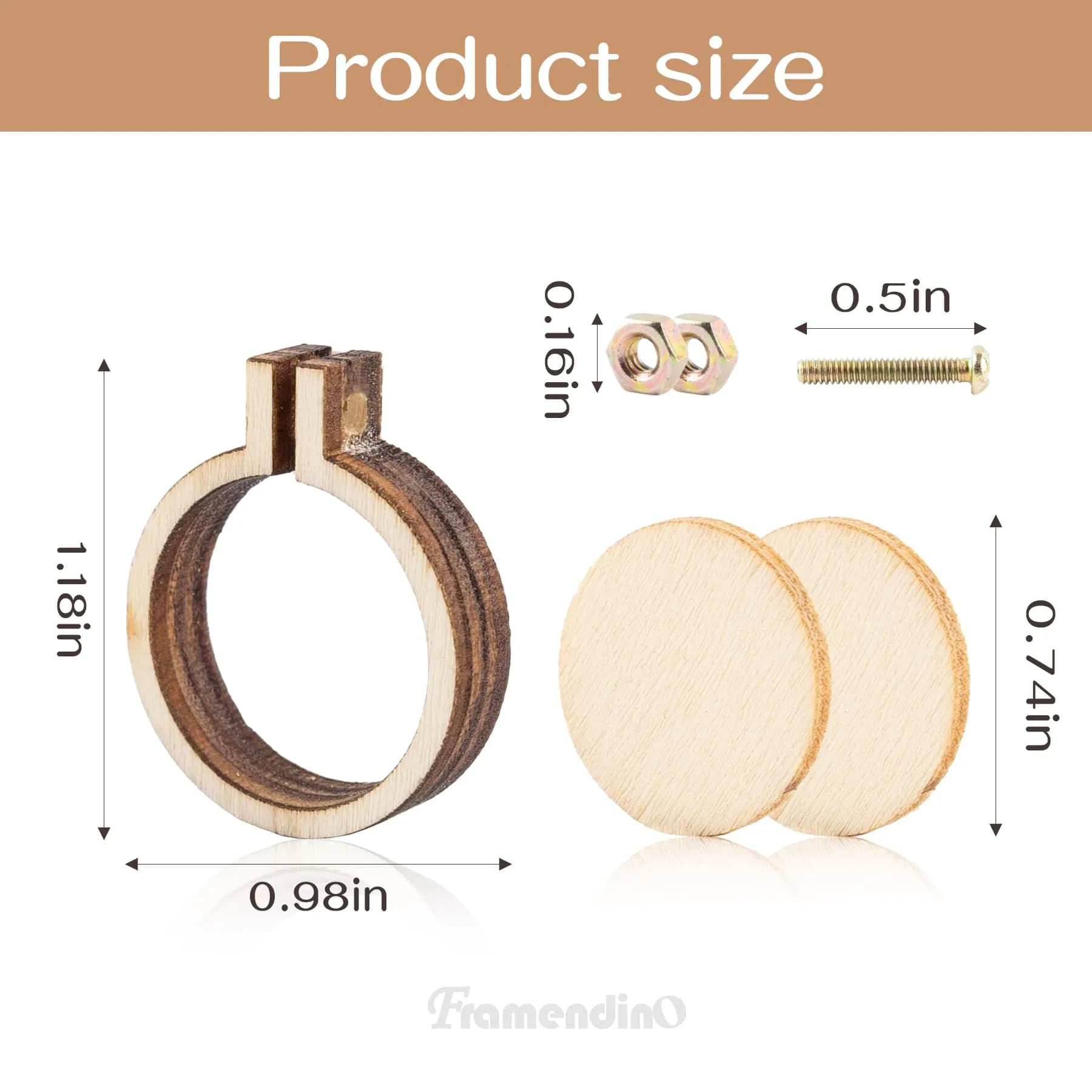 Framendino 40 Pack Mini Embroidery Hoops, 1.18"x0.98" Wood Round Cross Stitch for Crafts & Jewelry - view 2