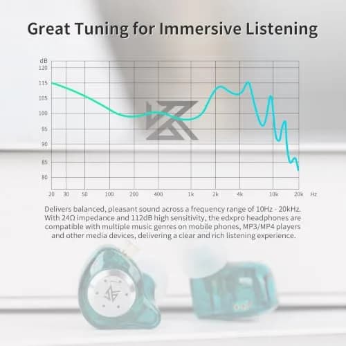KZ EDX Pro In-Ear Monitor Headphones with Dual Dynamic Drivers | 10mm Drivers, 24Ω Impedance, 112dB/mW Sensitivity thumbnail 7