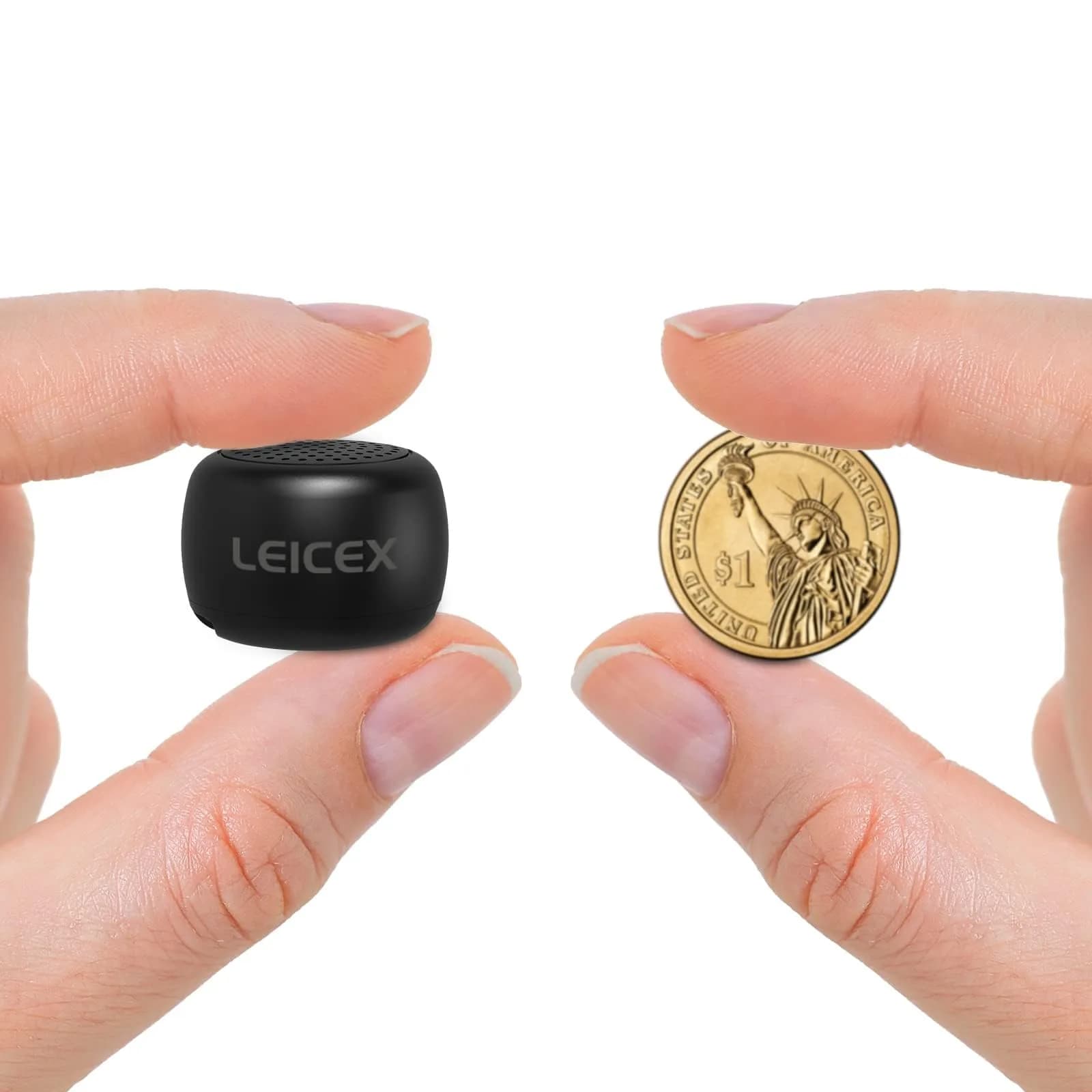 LEICEX Mini Bluetooth Speaker, Tiny Portable Bluetooth 5.0 Speaker with Lanyard | 21g (0.74 oz) — Tiny-Black