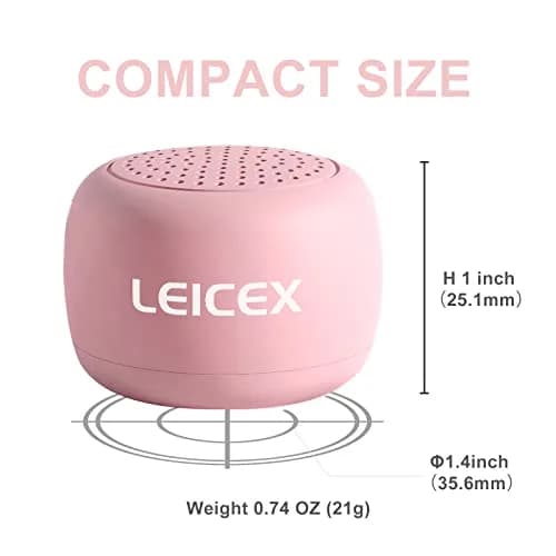 LEICEX Mini Wireless Bluetooth Speaker with Bluetooth 5.0 - Pink | Tiny 21g (0.74 oz) Portable Coin-Sized Sound thumbnail 7