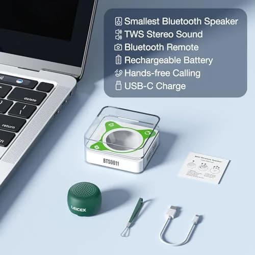 LEICEX Mini Pillow Bluetooth Speaker Green | Ultra-Portable Wireless Sound thumbnail 6
