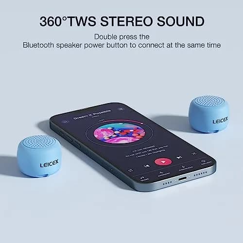 LEICEX Tiny Travel Bluetooth Speaker | Ultra-Portable Mini Speaker with Lanyard & USB-C, 4-Hour Playtime thumbnail 2