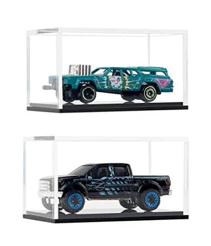 Qinry Clear Acrylic Hot Wheels Display Case 2 Pack | UV Protect Storage for 1/64 Scale Toy Cars thumbnail 1