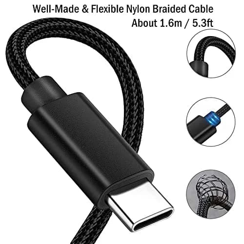 Tpenod USB C to Slim Tip Charging Cable 1.6m | Nylon Braided Travel & Office Use thumbnail 4
