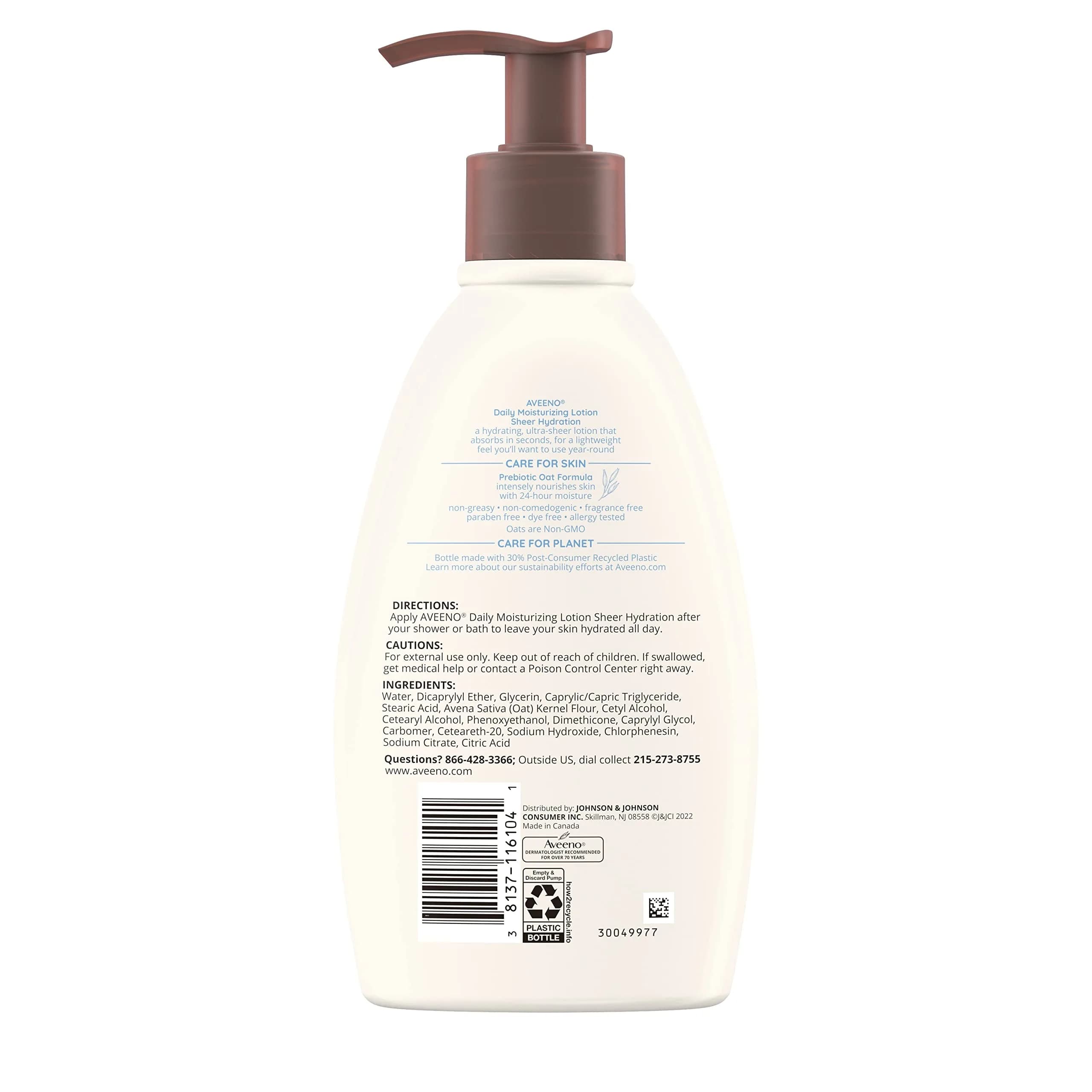 Aveeno Sheer Hydration Daily Moisturizing Lotion Fragrance-Free 710ml (24 fl. oz) | Lightweight Body Moisturizer for Dry Skin - view 6