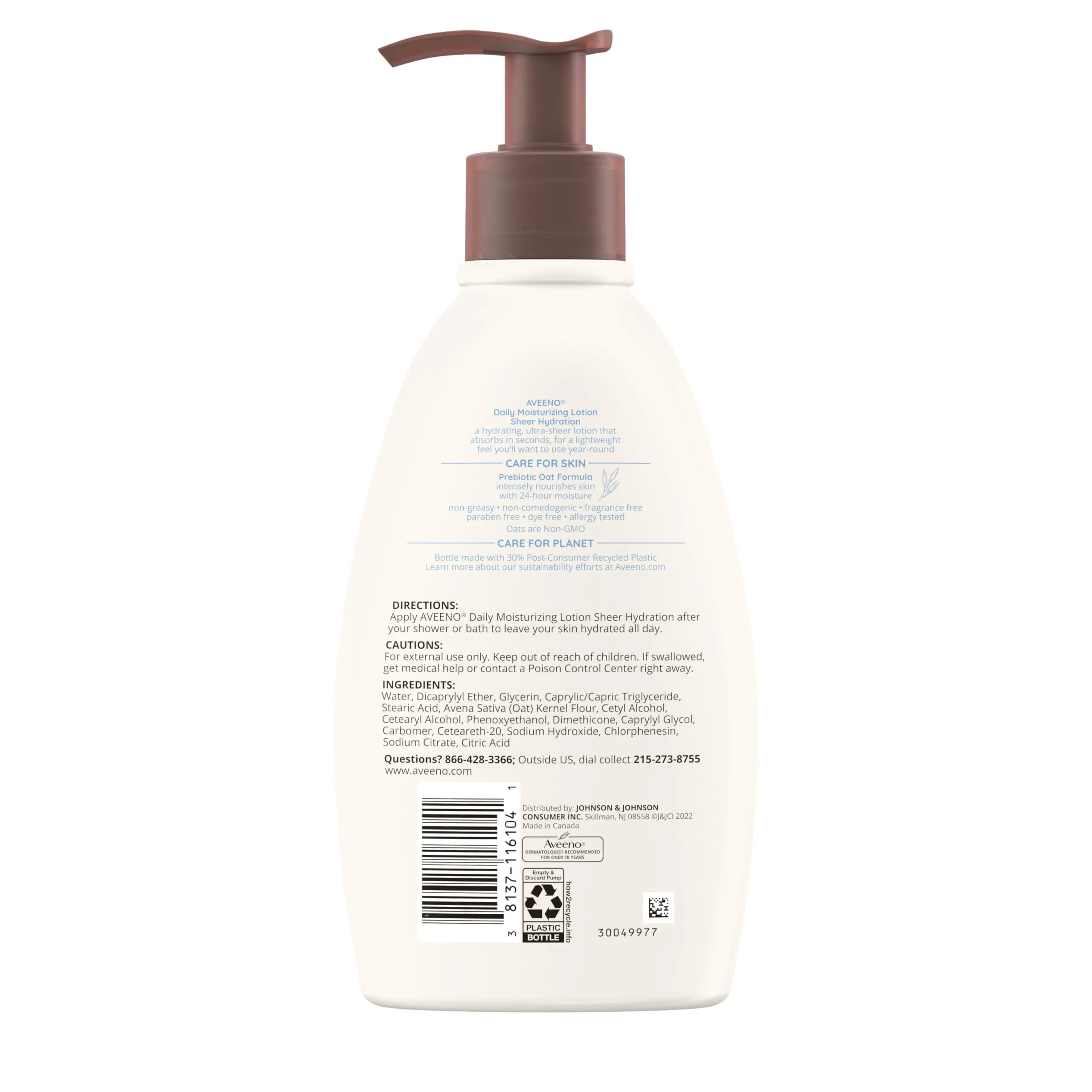 Aveeno Sheer Hydration Daily Moisturizing Lotion Fragrance-Free 710ml (24 fl. oz) | Lightweight Body Moisturizer for Dry Skin - view 9